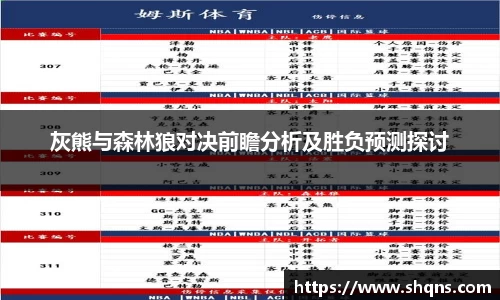灰熊与森林狼对决前瞻分析及胜负预测探讨